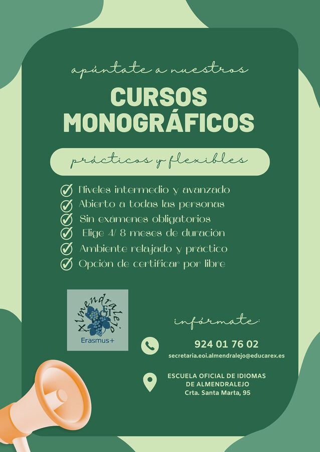 Apúntate a nuestro cursos monográficos. Infórmate 924017602